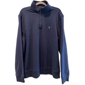Izod Advantage Fleece 1/4‎ Zip Long Sleeve Sweatshirt Navy Blue Medium
